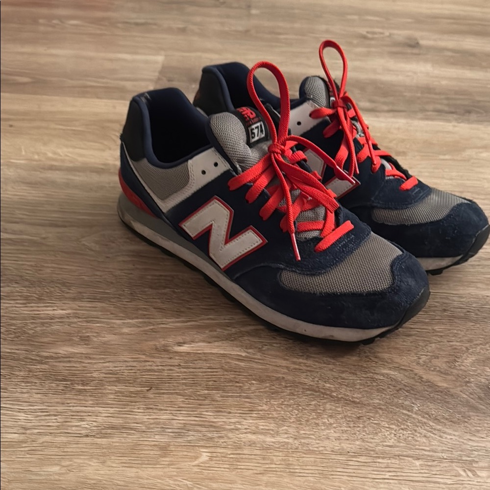 New Balance Men's Navy and Red Sneakers